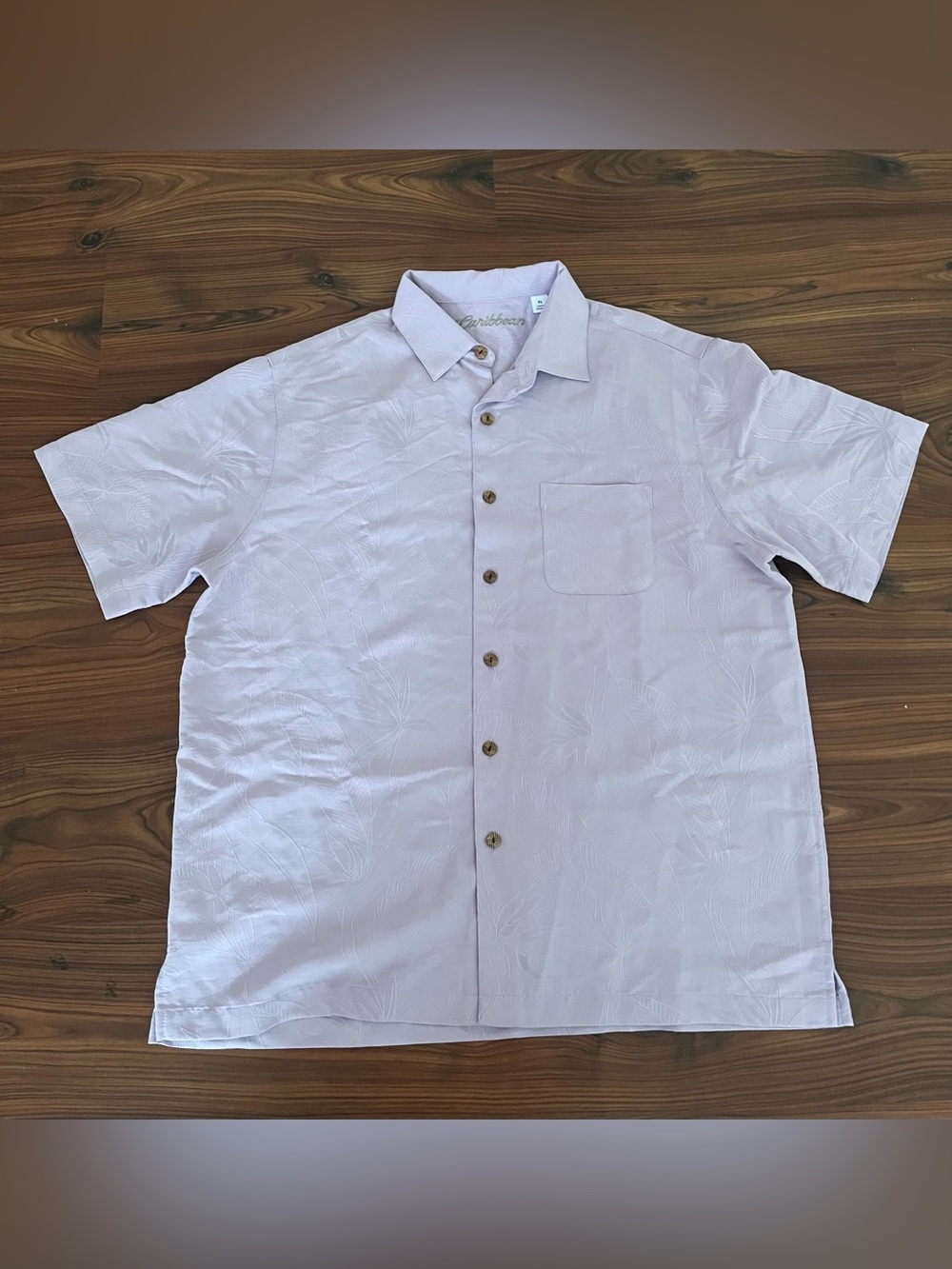 Caribbean Light Mauve/Purple Short Sleeve Patterned Button-Down Shirt Men’s XL